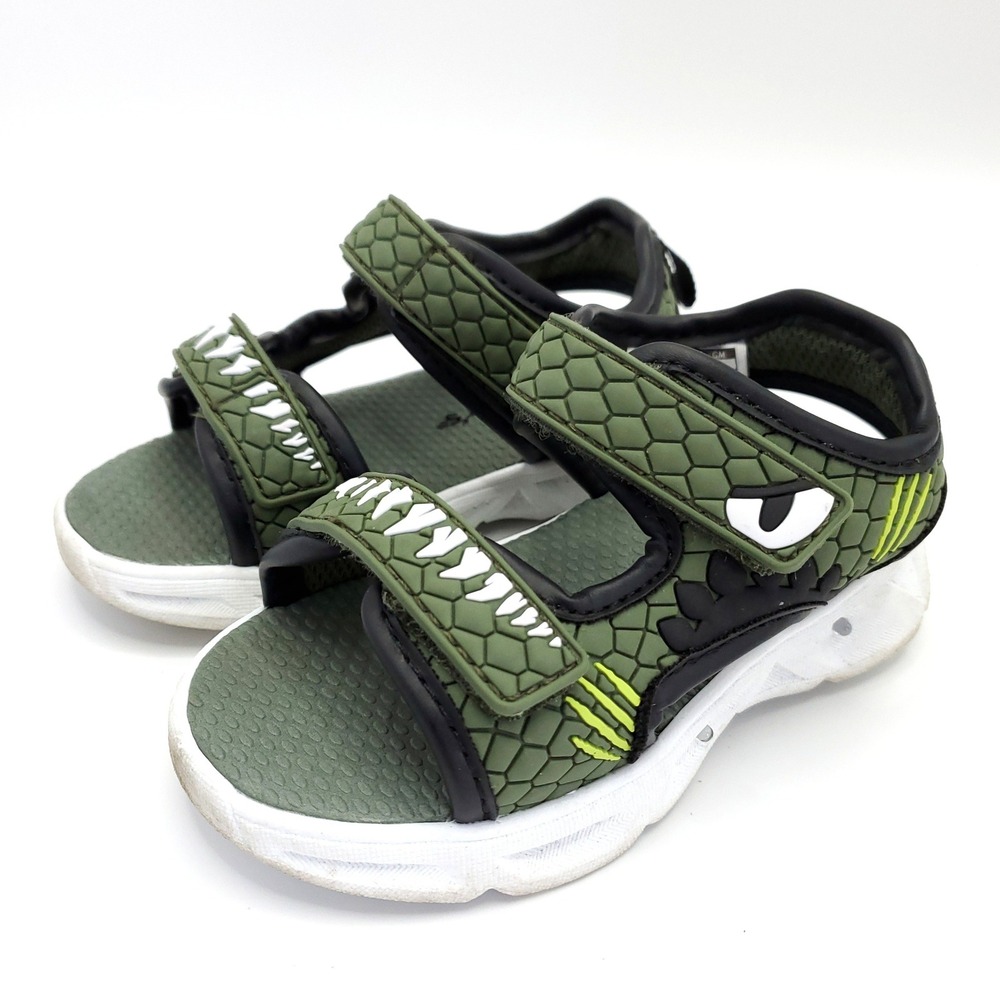 Carters Tanis Light Up Dinosaur Sandals Toddler Boys Size 6 Green